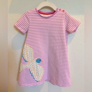 Mini Boden Appliqué Striped Dress with short sleeves - size 2-3Y.